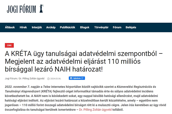 Részlet a Jogi Fórumról